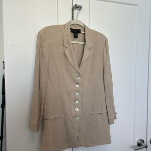 Donna Karan Light Tan Linen Blazer
